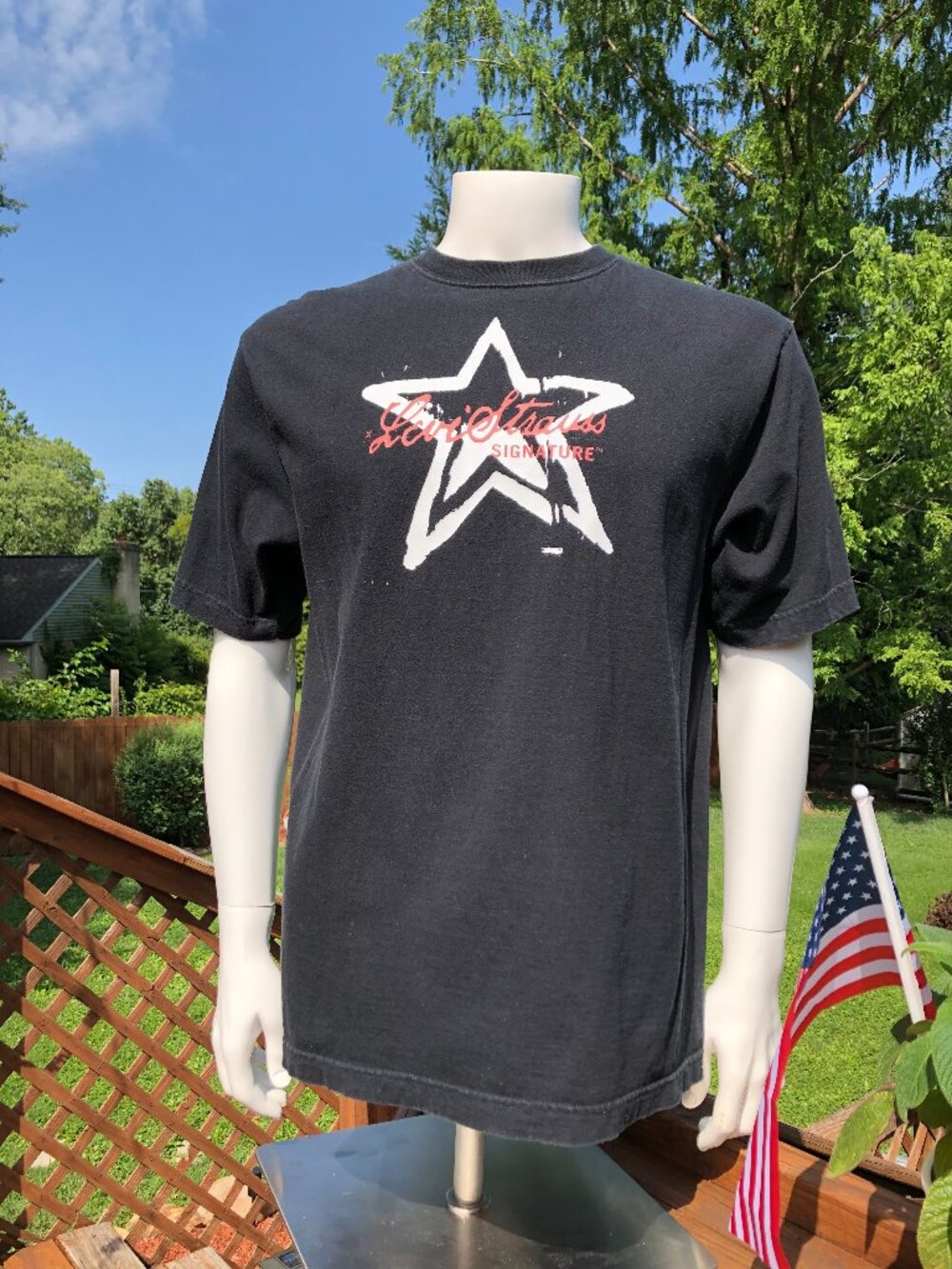 Levi Strauss Signature Mens T Shirt Size L Black with White Star